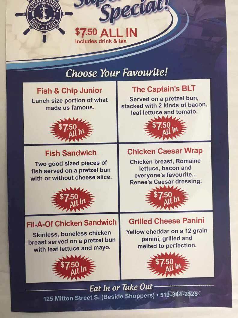 The Original Captain John's Fish & Chips - Sarnia, ON menu_pic