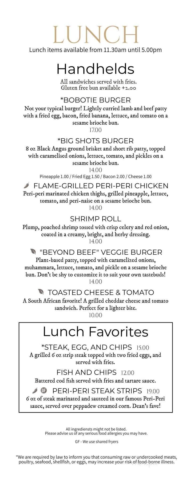 Big Shots Kitchen and Bar - Peachtree City, GA menu_pic
