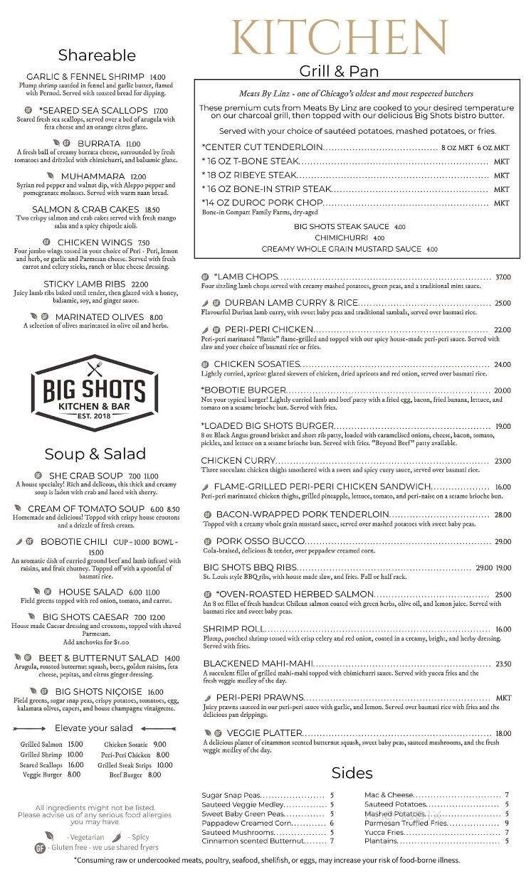 Big Shots Kitchen and Bar - Peachtree City, GA menu_pic