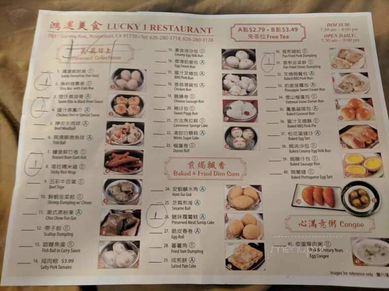Lucky 1 Restaurant - Rosemead, CA menu_pic