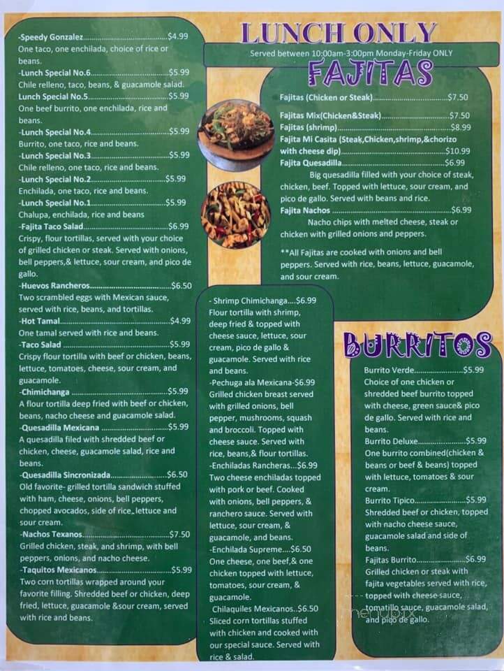 Mi Casita - Humboldt, TN menu_pic