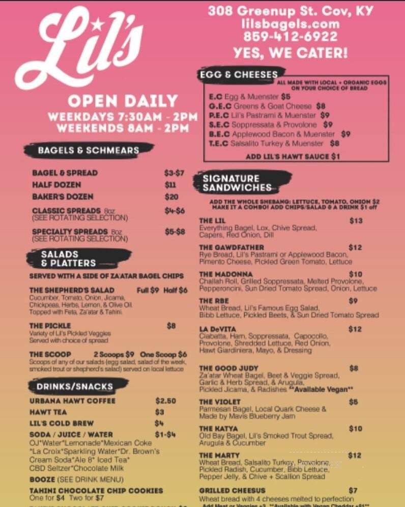 Lil's Bagels - Covington, KY menu_pic