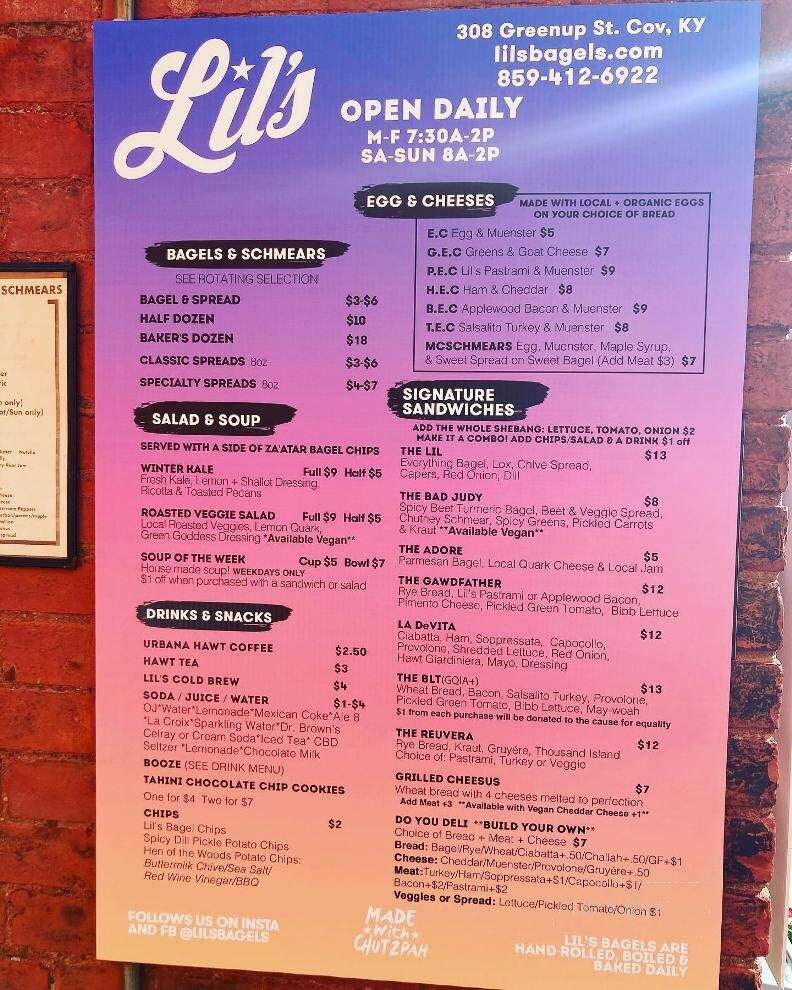 Lil's Bagels - Covington, KY menu_pic