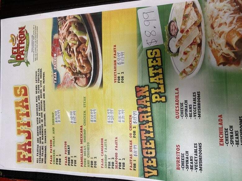 El Patron Mexican Restaurant - Tifton, GA menu_pic