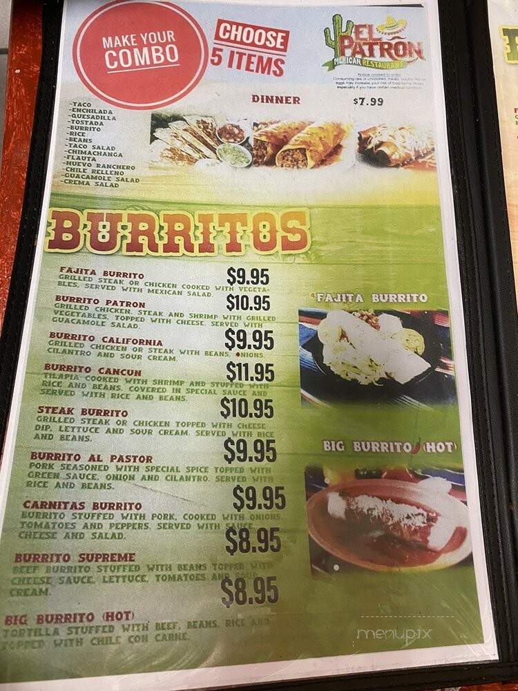 El Patron Mexican Restaurant - Tifton, GA menu_pic