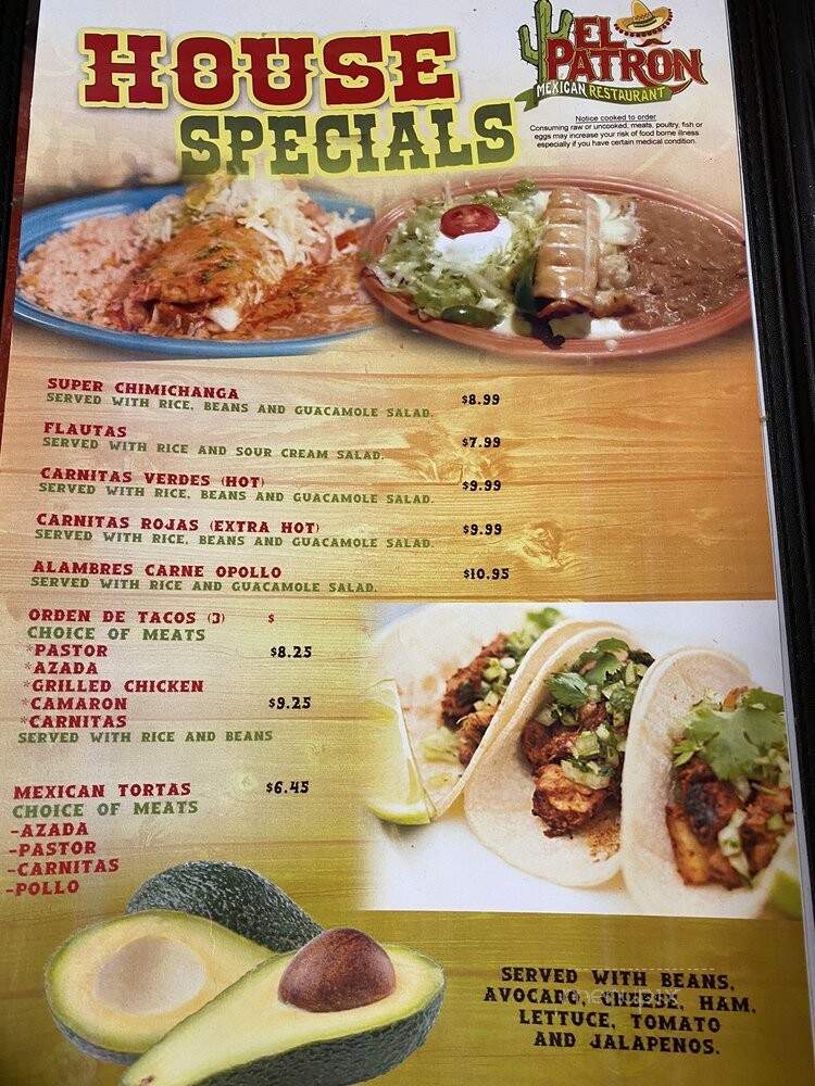 El Patron Mexican Restaurant - Tifton, GA menu_pic