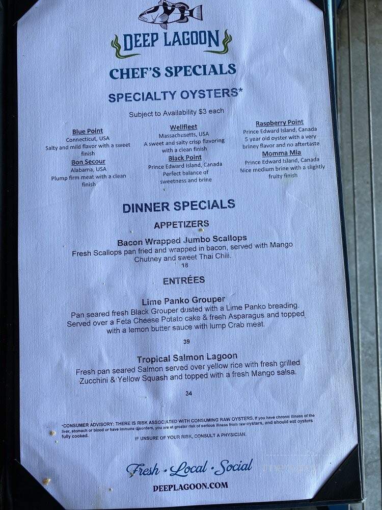 Deep Lagoon Seafood & Oyster House - Fort Myers, FL menu_pic