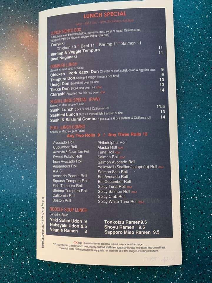 Yusan Sushi & Ramen - Stroudsburg, PA menu_pic