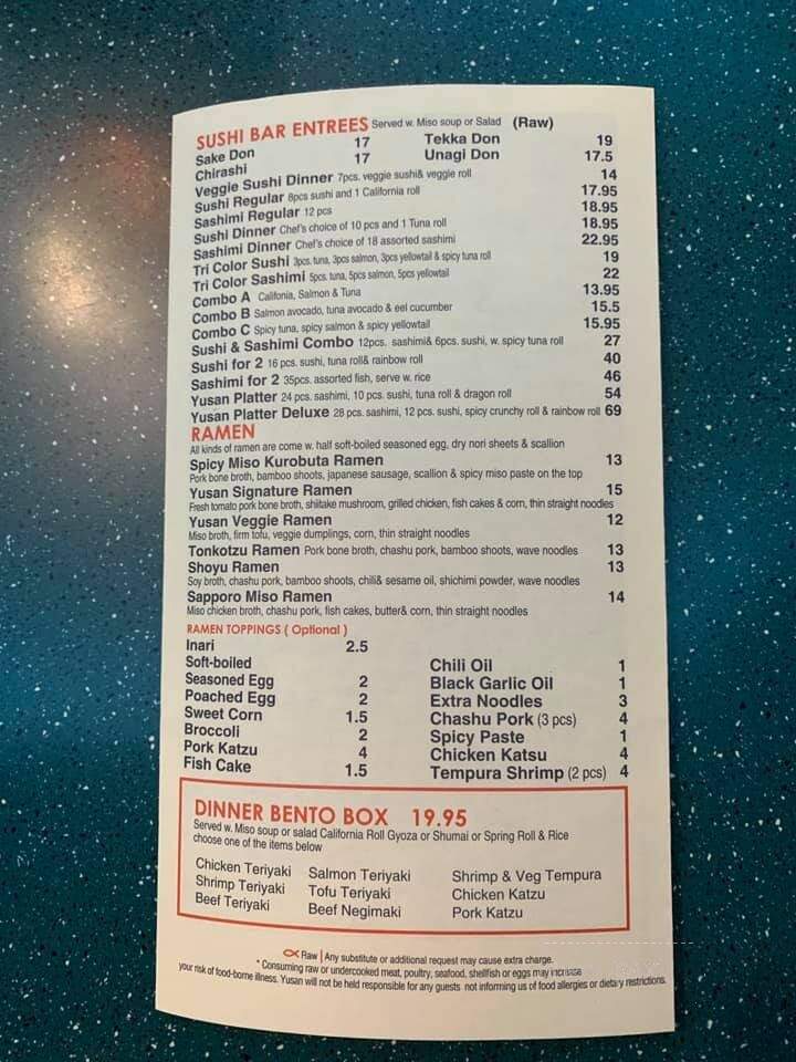 Yusan Sushi & Ramen - Stroudsburg, PA menu_pic