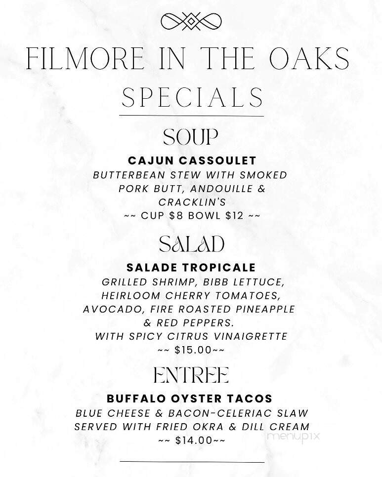 Filmore in the Oaks - New Orleans, LA menu_pic