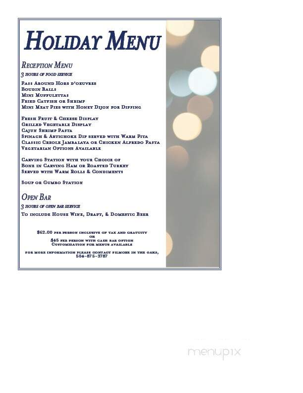 Filmore in the Oaks - New Orleans, LA menu_pic