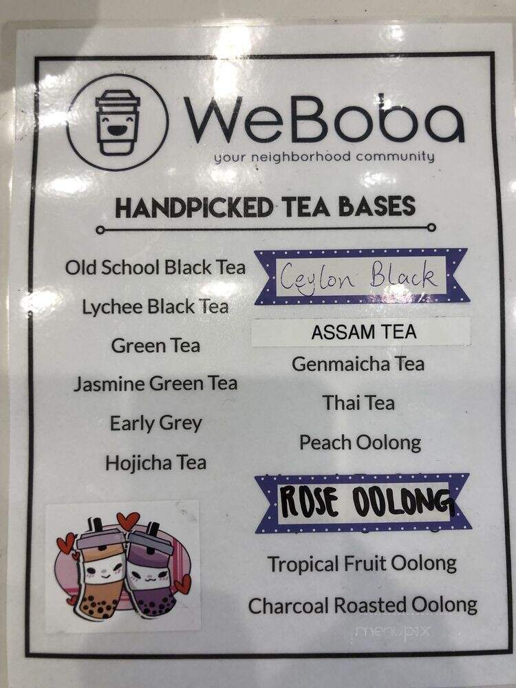 WeBoba - Santa Clara, CA menu_pic