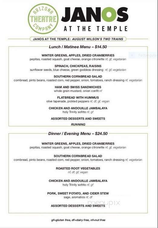 Janos At The Temple - Tucson, AZ menu_pic