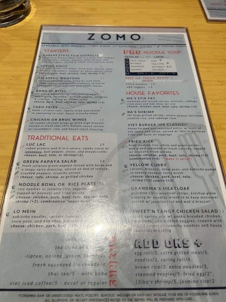 ZOMO Asian + American Eatery - Englewood, CO menu_pic