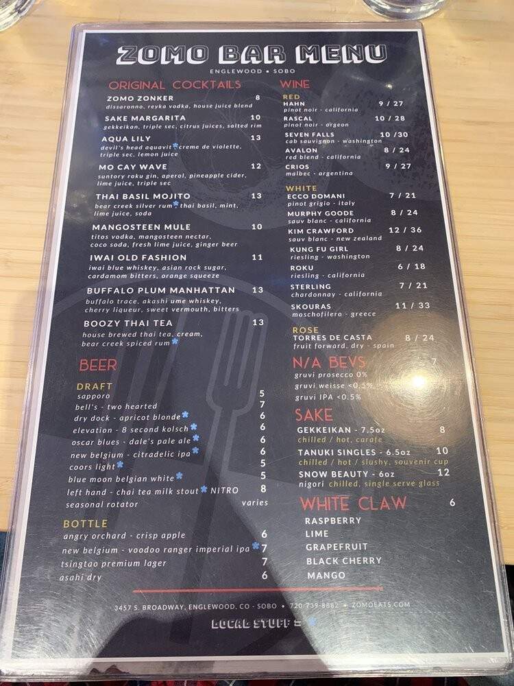 ZOMO Asian + American Eatery - Englewood, CO menu_pic