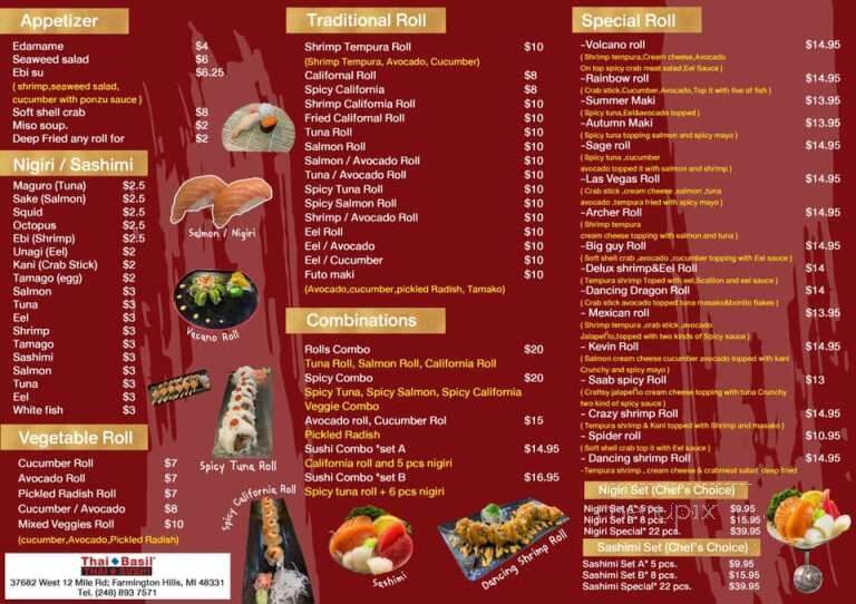 Thai Basil - Farmington Hills, MI menu_pic