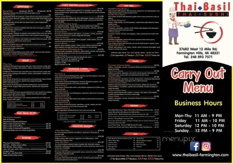 Thai Basil - Farmington Hills, MI menu_pic