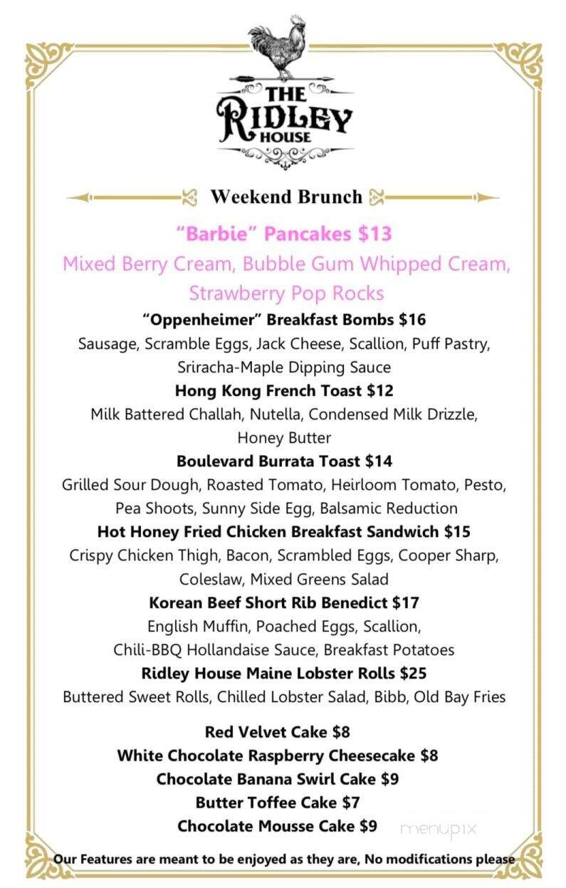 The Ridley House - Holmes, PA menu_pic