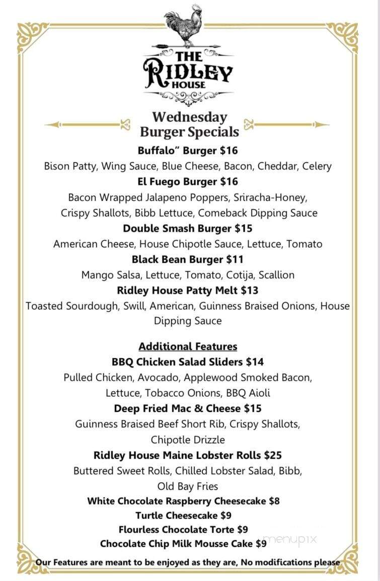 The Ridley House - Holmes, PA menu_pic