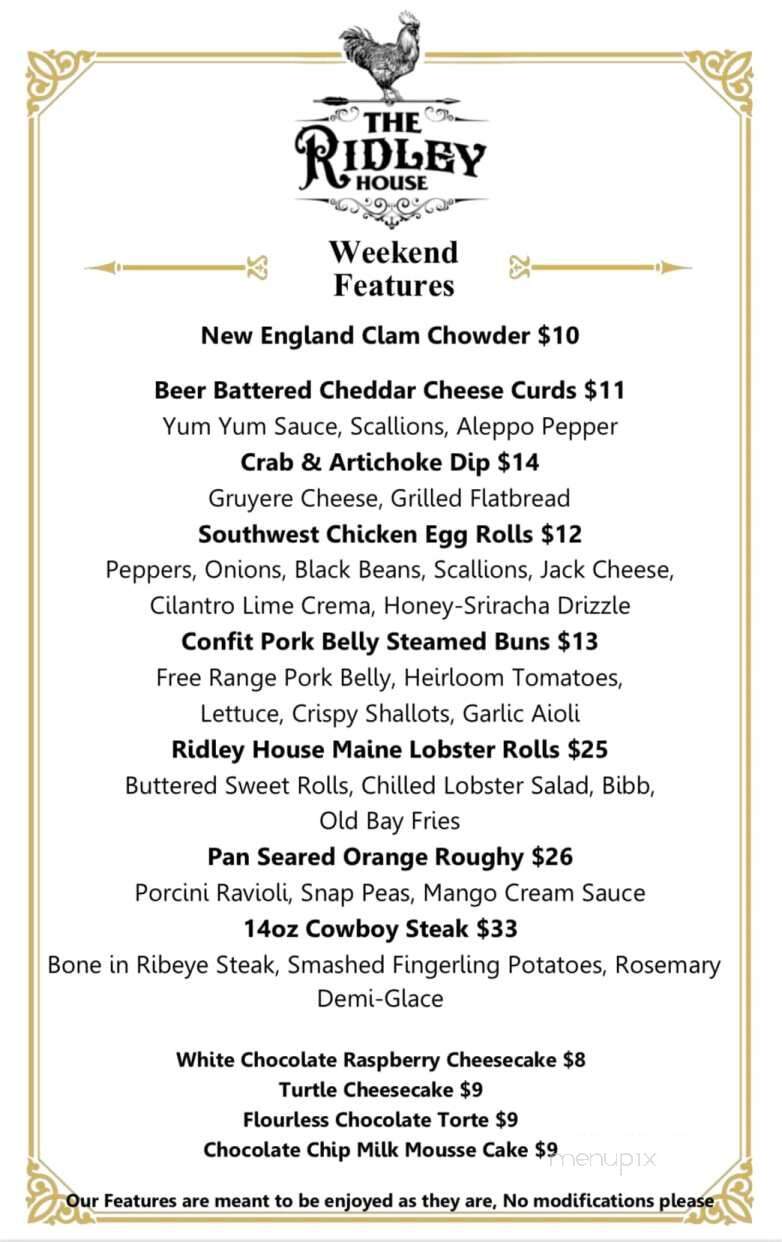 The Ridley House - Holmes, PA menu_pic