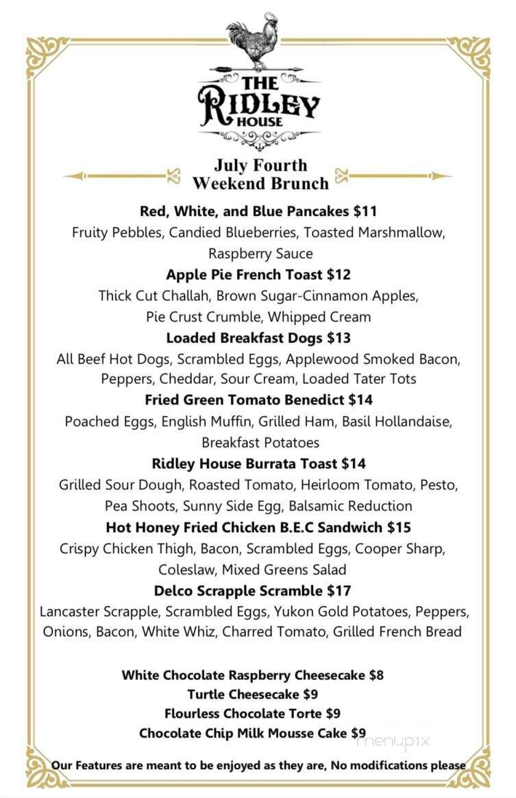 The Ridley House - Holmes, PA menu_pic