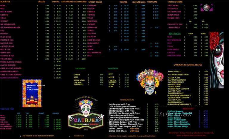 Catrina Mexican Grill Burrito - Elizabeth, CO menu_pic