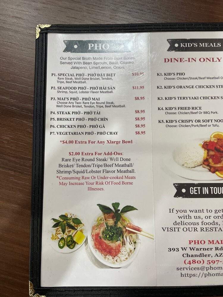 Pho Mai - Chandler, AZ menu_pic