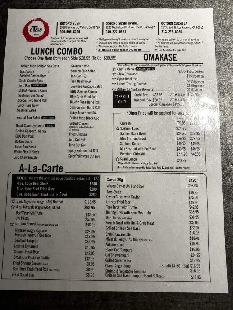 Ootoro Little Tokyo - Los Angeles, CA menu_pic