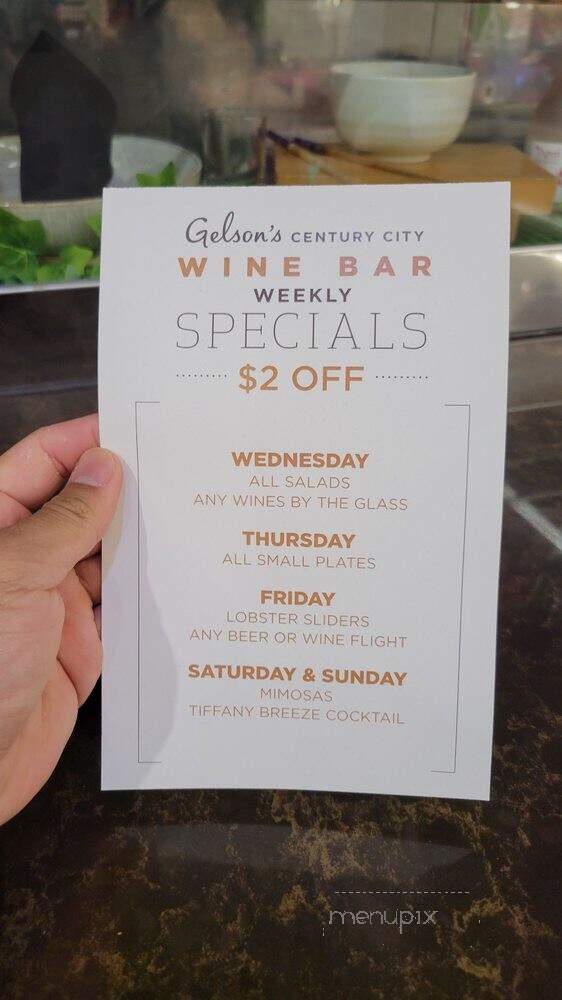 Gelson's Wine Bar - Los Angeles, CA menu_pic