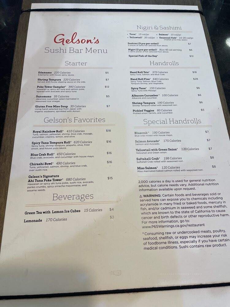 Gelson's Wine Bar - Los Angeles, CA menu_pic