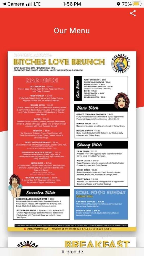 Breakfast Bitch - Phoenix, AZ menu_pic