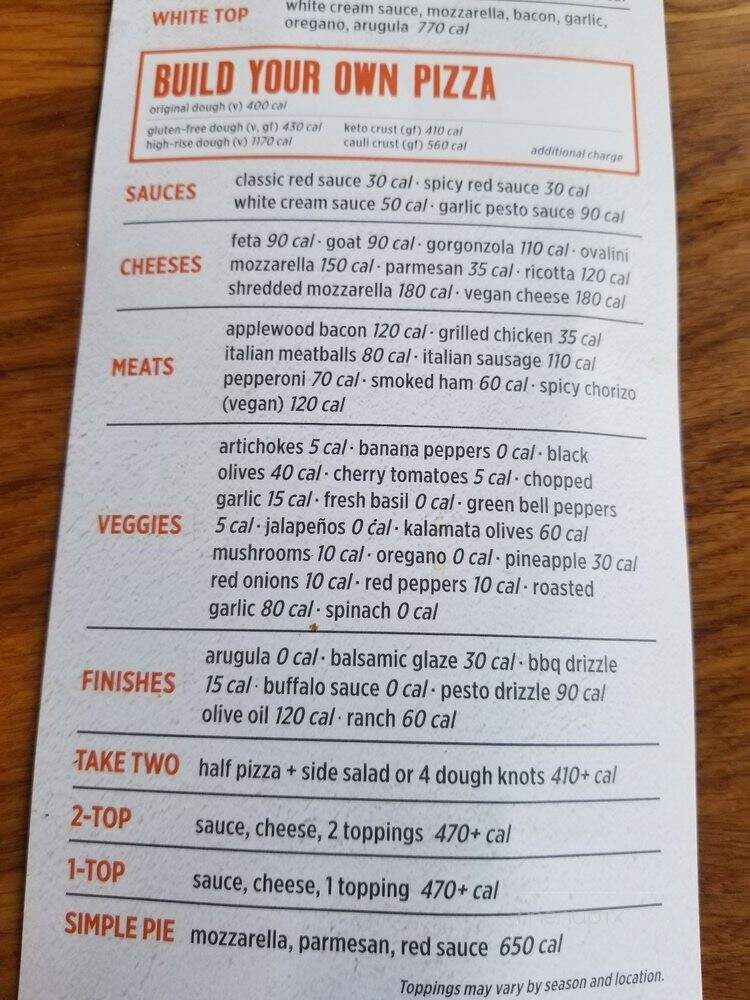 Blaze Pizza - Rowlett, TX menu_pic