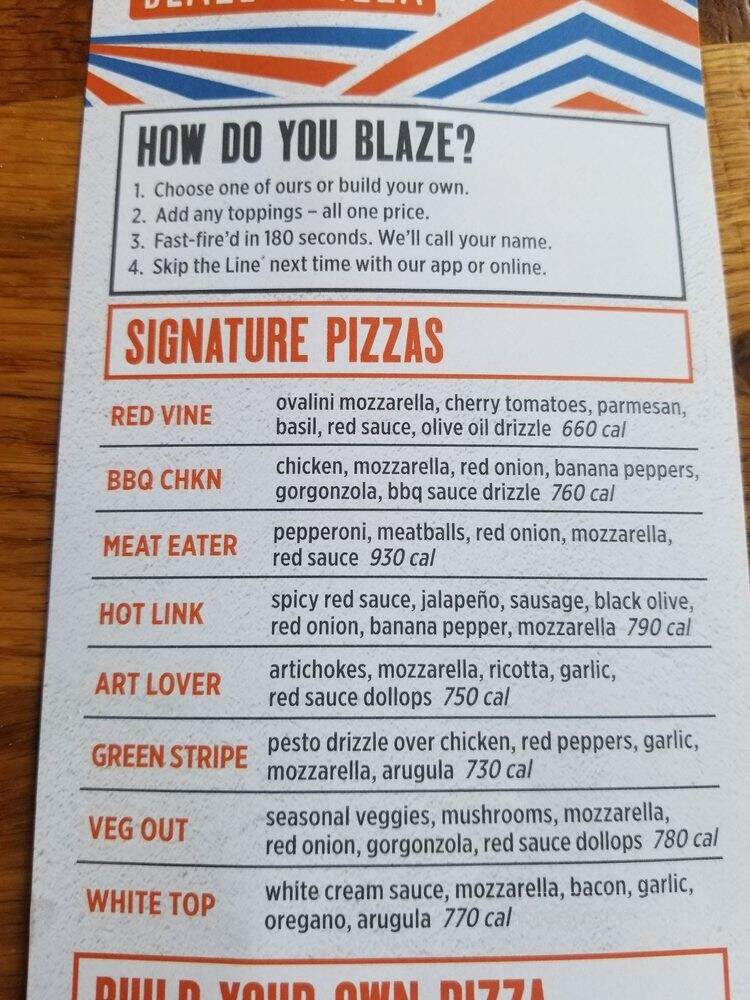 Blaze Pizza - Rowlett, TX menu_pic