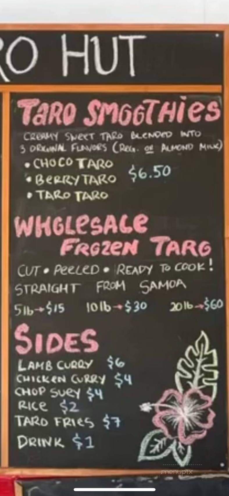 Taro Hut - Kahuku, HI menu_pic