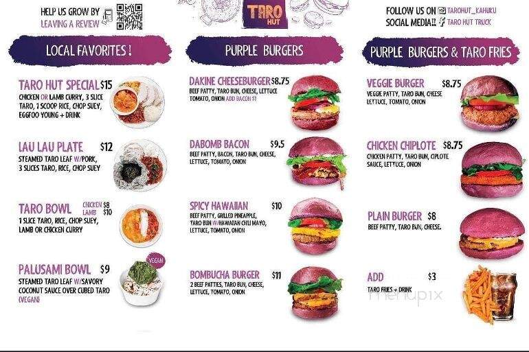 Taro Hut - Kahuku, HI menu_pic