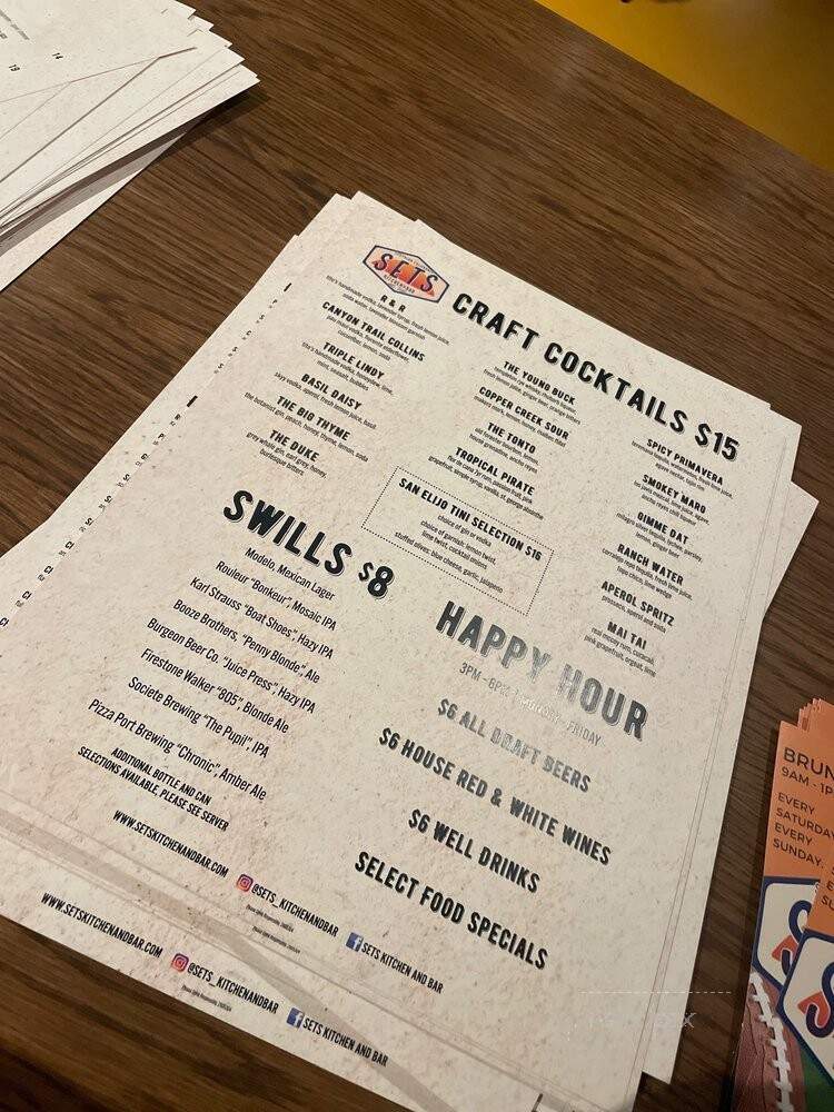 Sets Kitchen & Bar - San Marcos, CA menu_pic