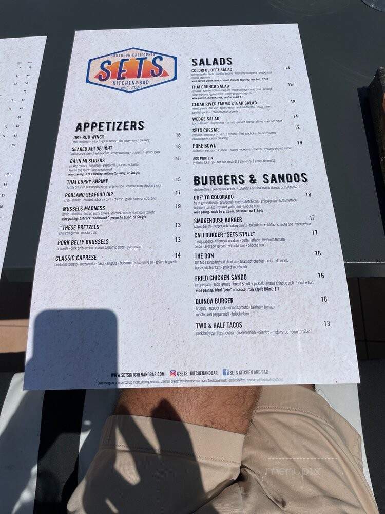 Sets Kitchen & Bar - San Marcos, CA menu_pic