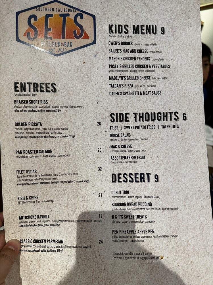Sets Kitchen & Bar - San Marcos, CA menu_pic