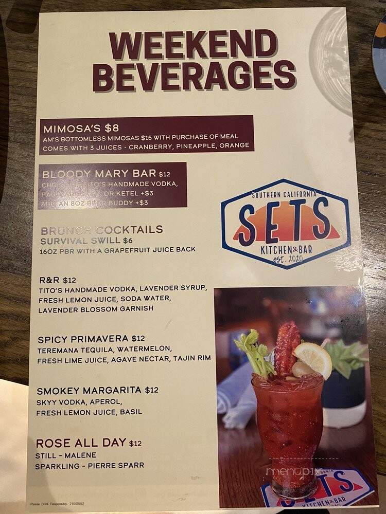 Sets Kitchen & Bar - San Marcos, CA menu_pic