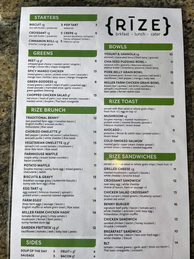 Rize - Carmel, IN menu_pic