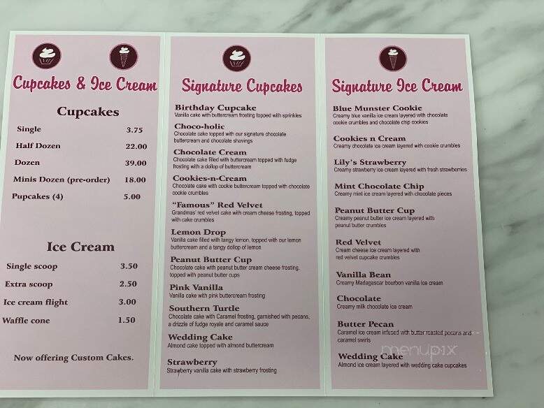 Smallcakes Cupcakery and Creamery - Gonzales, LA menu_pic