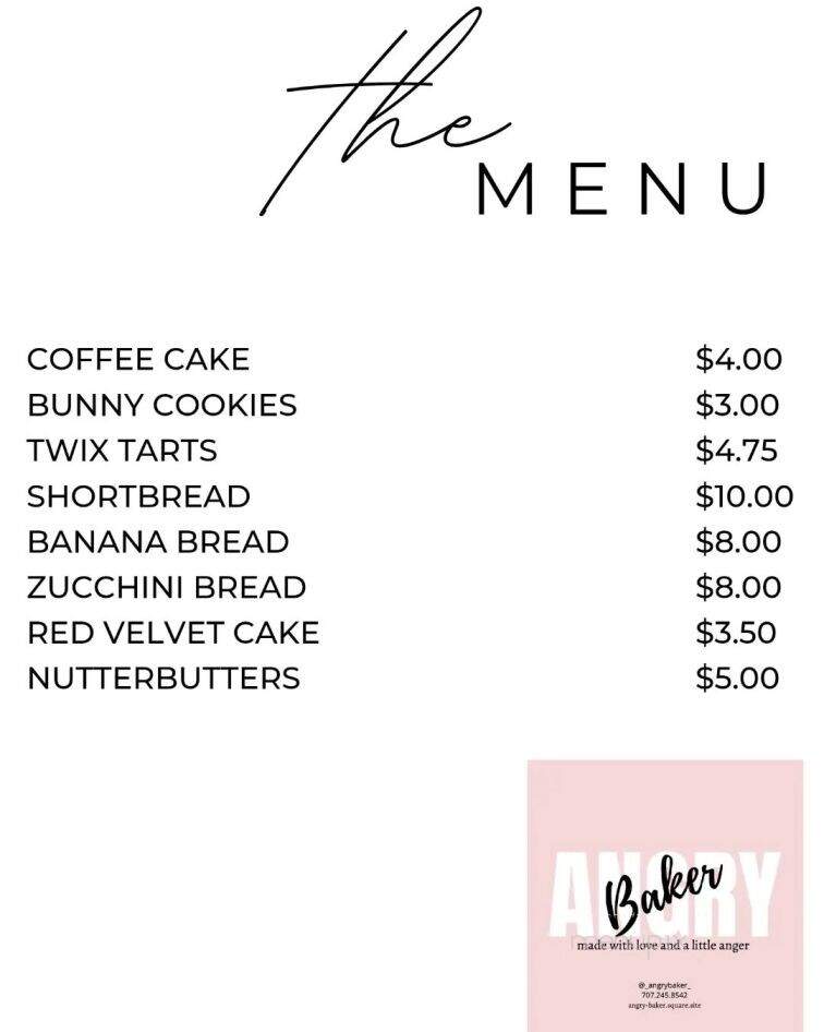 Angry Baker - Lakeport, CA menu_pic