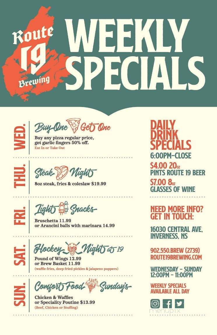 Route 19 Brewing - Inverness, NS menu_pic