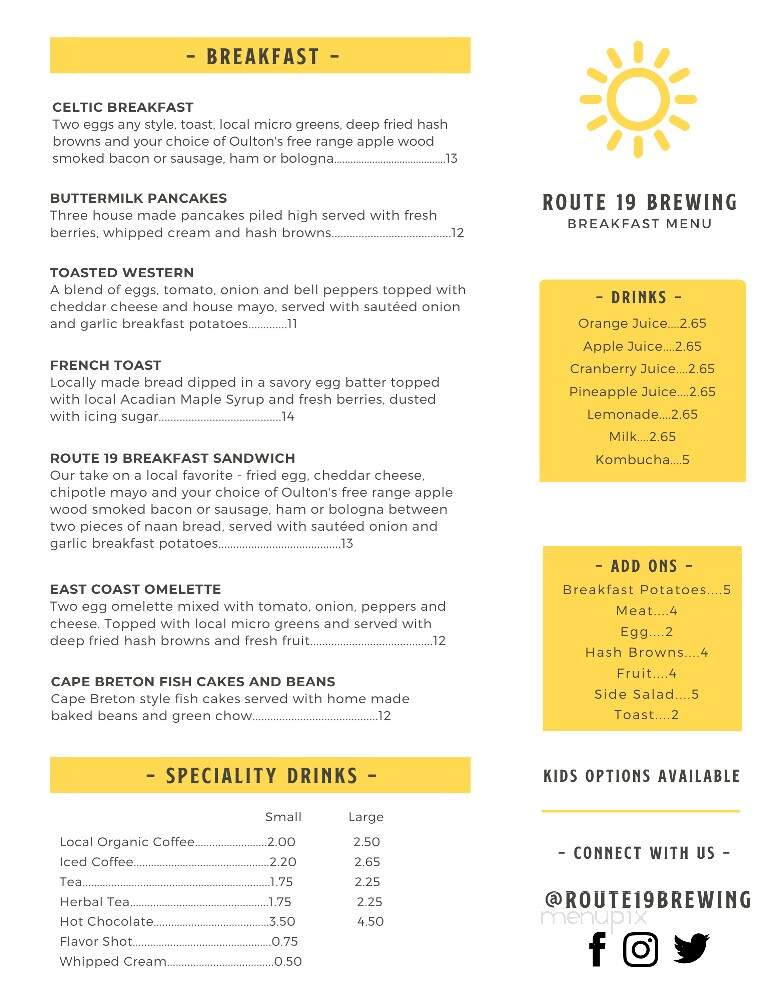 Route 19 Brewing - Inverness, NS menu_pic