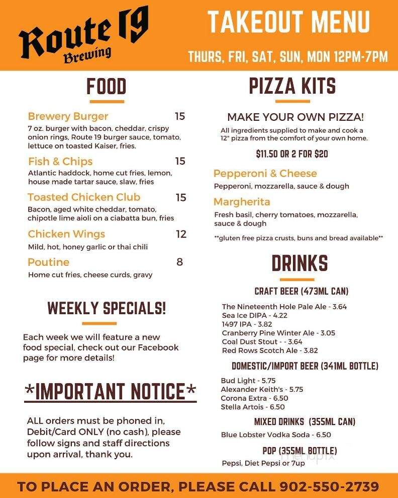 Route 19 Brewing - Inverness, NS menu_pic