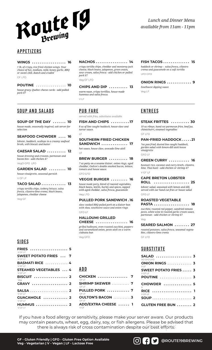 Route 19 Brewing - Inverness, NS menu_pic