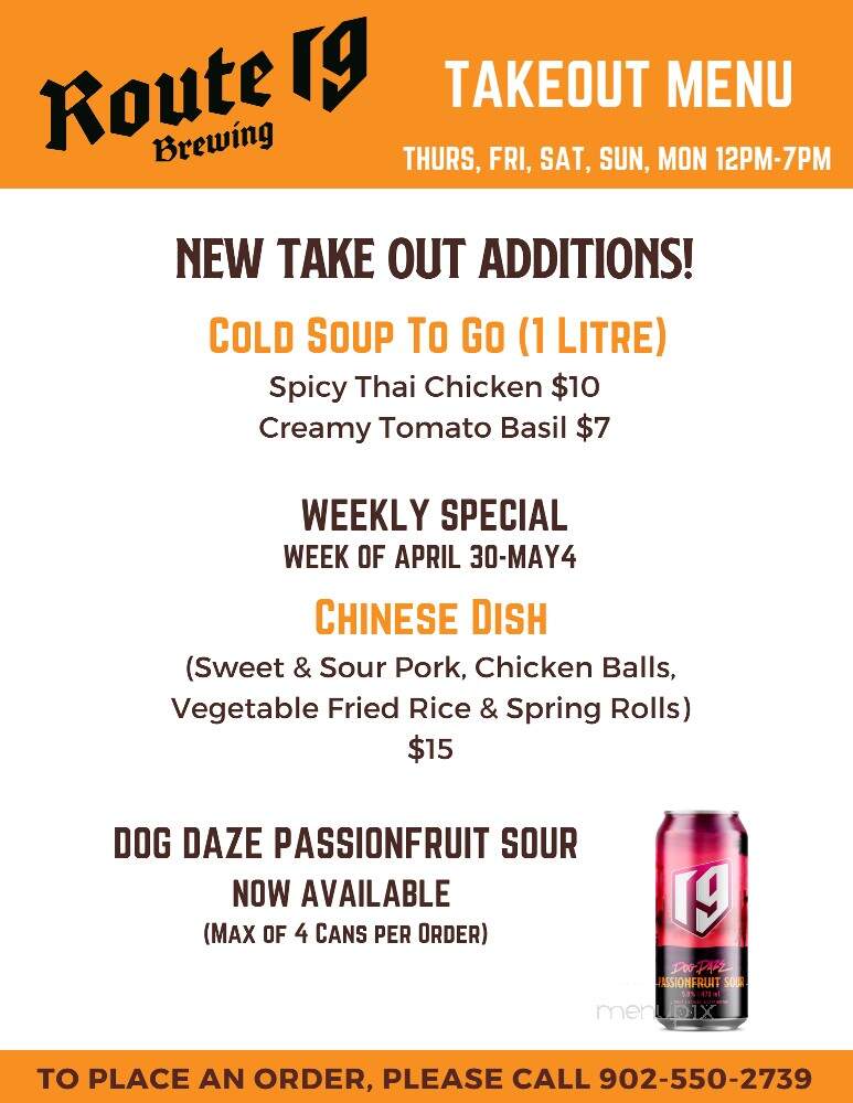 Route 19 Brewing - Inverness, NS menu_pic