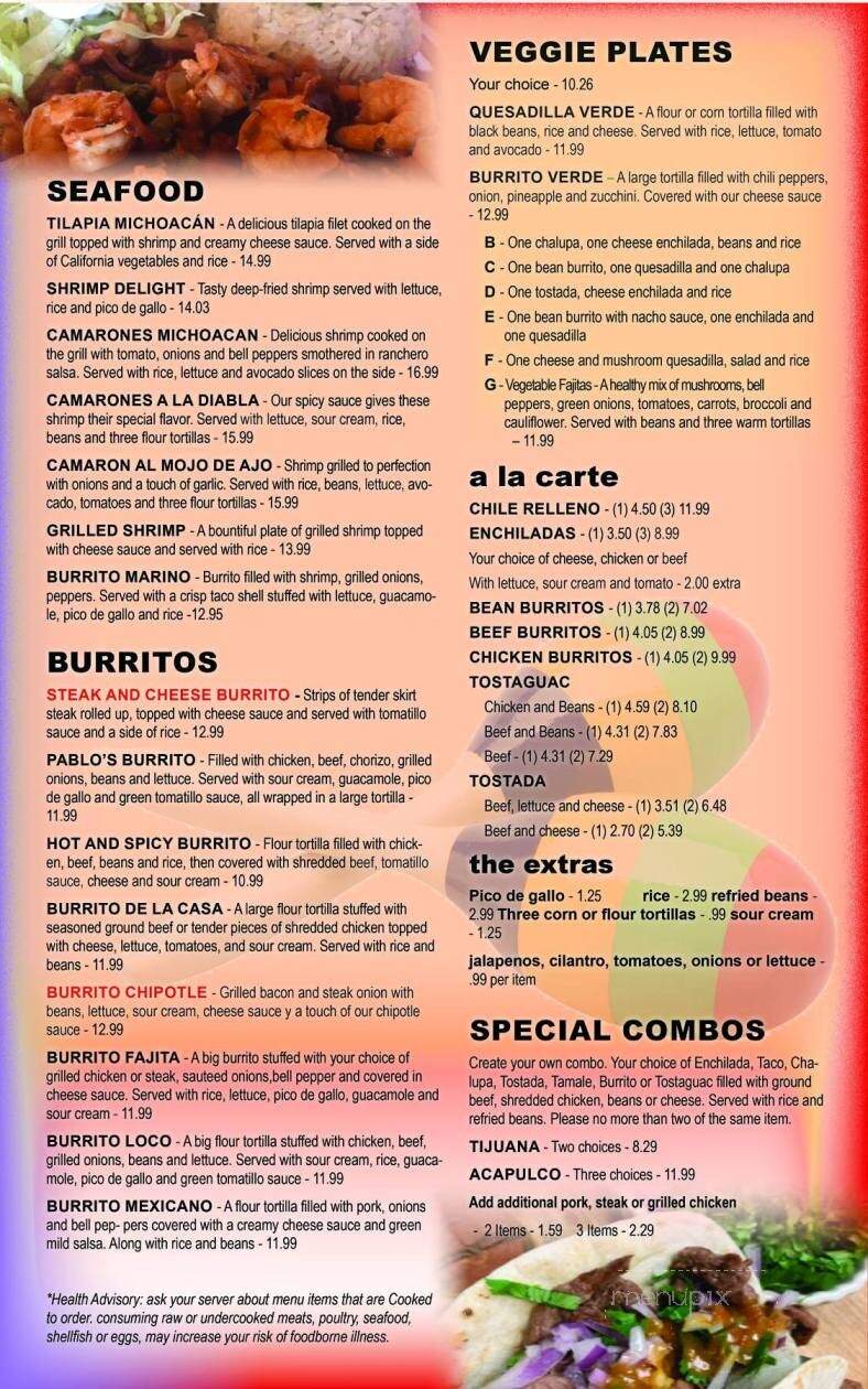 Las Maracas - East Jordan, MI menu_pic