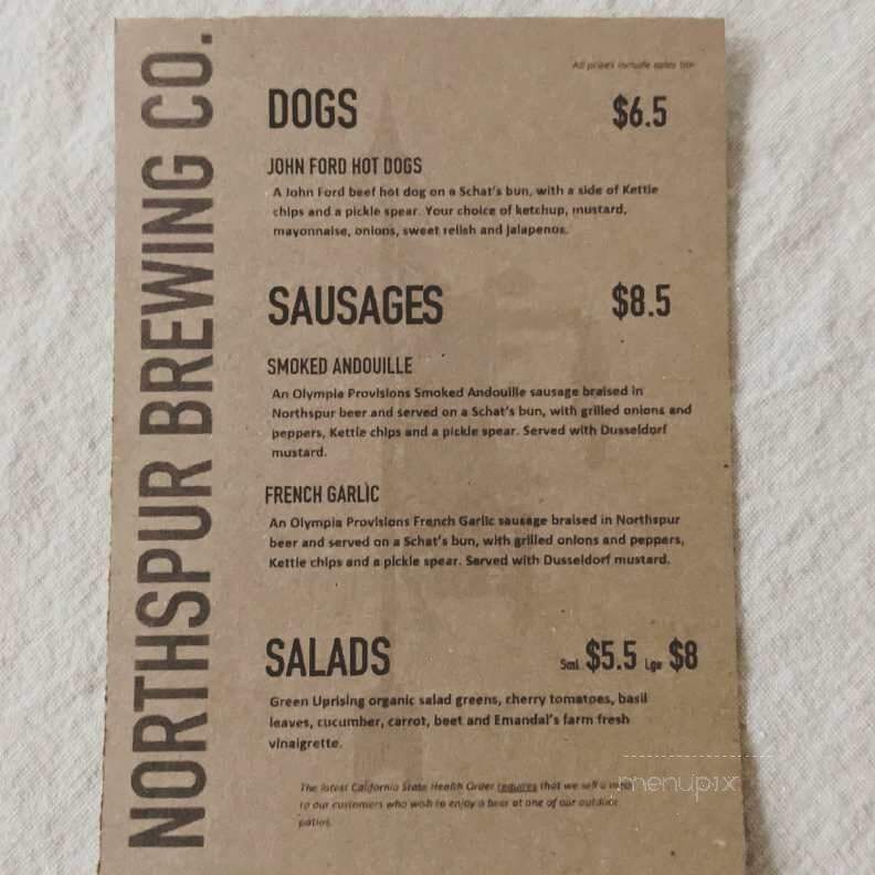Northspur Brewing Company - Willits, CA menu_pic