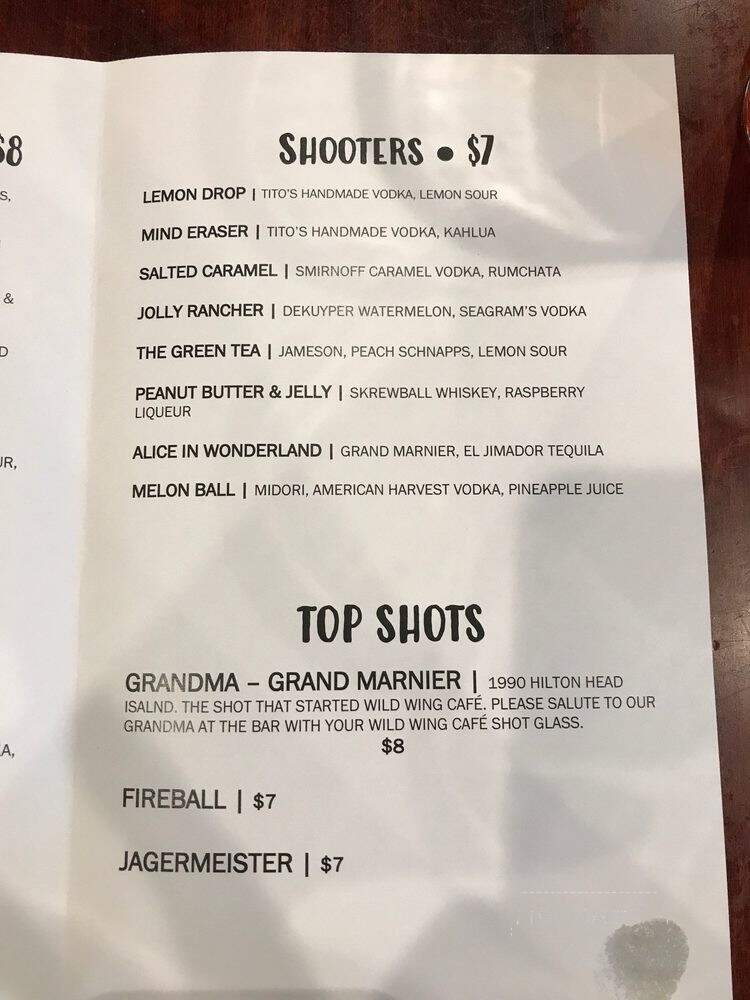 Wild Wing Cafe - Aiken, SC menu_pic